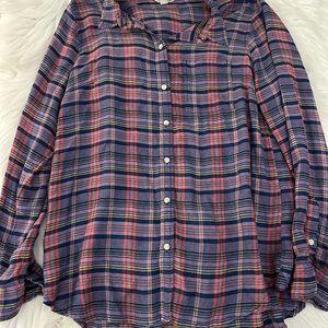 Lucky Brand womens purple plaid long sleeve button up shirt size M soft